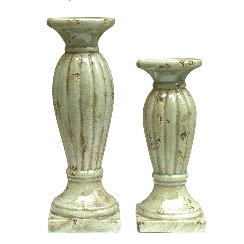 Crestview Rochester Ceramic Candlesticks (Set of 2) Wayfair